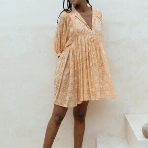 Daughters Of India Kyra Mini Dress Floral 100% Cotton Dress Boho Style